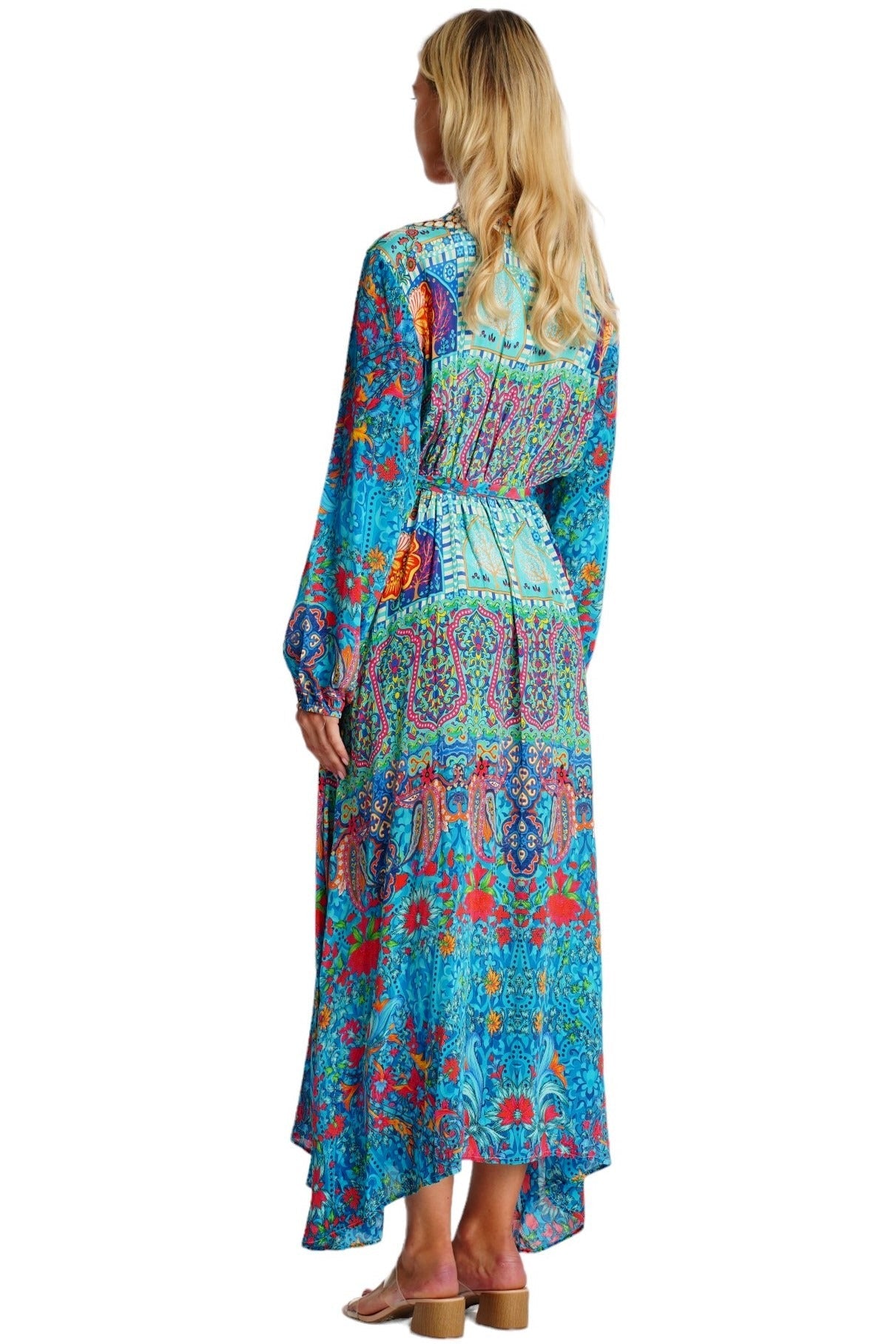 Turquoise Embellished Long Beach Kimono | Wholesale Pack of 4