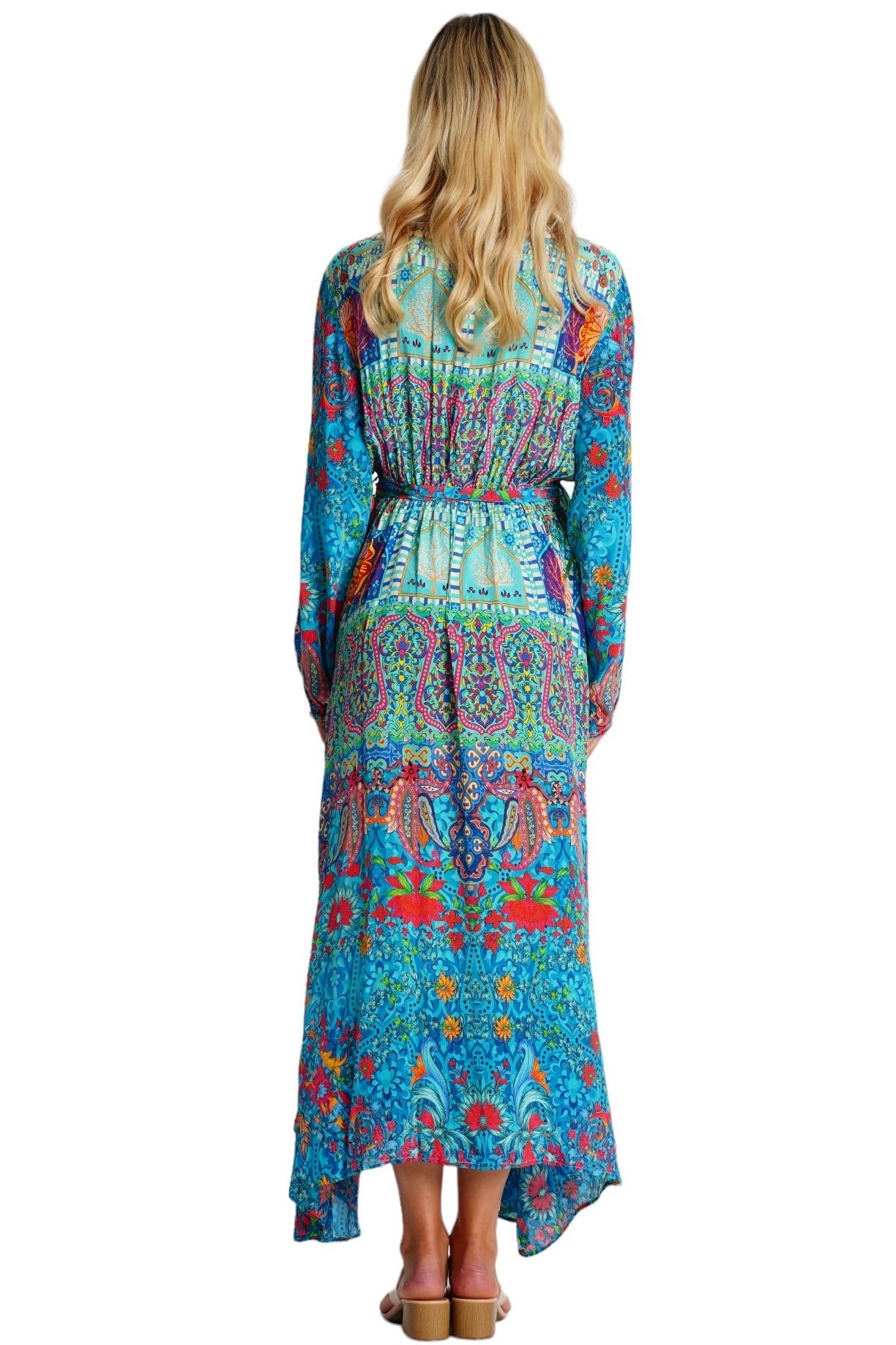 Turquoise Embellished Long Beach Kimono | Wholesale Pack of 4
