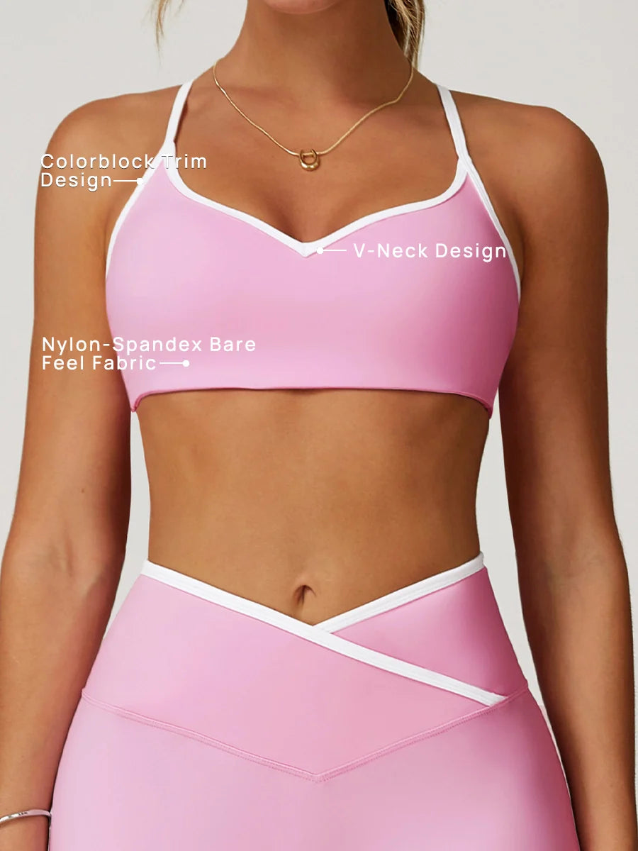 Pastel Colorblock Cut-Out Back Sports Bra